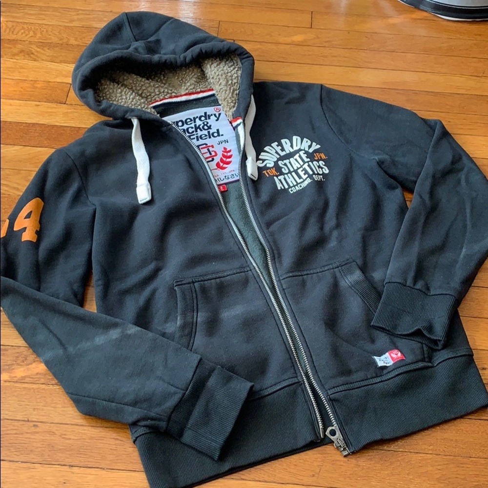 Superdry Hoodie Zip Up, Black Green XL